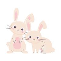 happy easter day, cute rabbits cartoon character vector