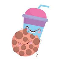 cookie and disposable coffee cup menu character cartoon food cute vector