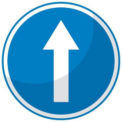 Blue traffic sign on white background