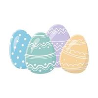 happy easter day greeting card decorative colored eggs vector