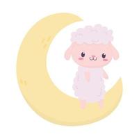 baby shower cute sheep on moon decoration cartoon vector