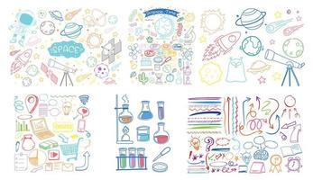 Set of colorful object and symbol hand drawn doodle on white background vector