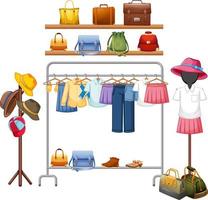 Isolated clothes on the rack display vector