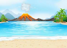 Volcanic eruption outdoor scene background vector