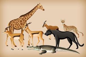 Group of wild animal on background vector