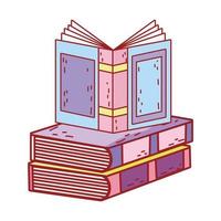 book day, open textbook on books stack isolated icon design vector