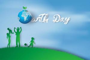 Earth day with Family enjoy fun Design for greeting cards. Ecology environment banner vector