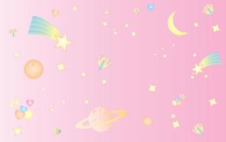 Space and cosmos sweet cute pastel pink background vector