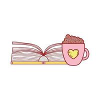 open book with smoothie chocolate cup cartoon isolated design vector