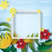 Paper art with floral frame vector