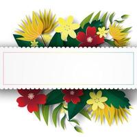 Paper art with floral frame vector