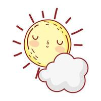 sun cloud weather summer cartoon isolated icon design vector