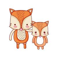 cute foxes family animal cartoon isolated icon design vector