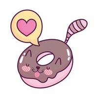 Linda comida donut hablar burbuja dulce kawaii dibujos animados diseño aislado vector