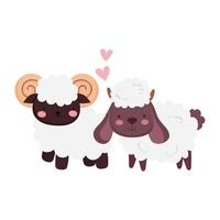 farm animals goat and sheep love hearts cartoon vector