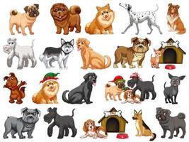 Different funny dogs in cartoon style isolated on white background vector