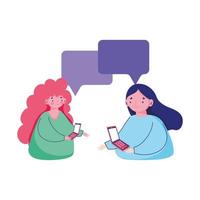 personas y teléfonos inteligentes, mujeres que usan dibujos animados de chat de vector