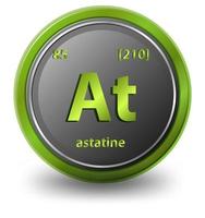 Astatine chemical element. Chemical symbol with atomic number and atomic mass. vector