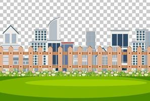 City scene with fence on transparent background vector