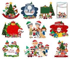 Set of blank Christmas postcard and logo isolated vector