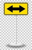 Yellow traffic warning sign on transparent background vector