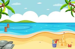 Blank beach scene with sand castle vector