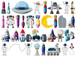 Set of space objects and elements isolated on white background vector