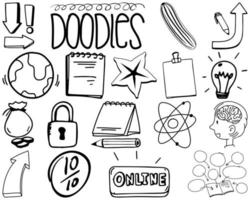 conjunto de elementos y símbolos doodle dibujado a mano vector