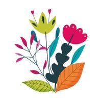 flowers leaves foliage nature decoration isolated icon vector