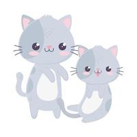 cute little cats domestic pets kawaii cartoon character vector