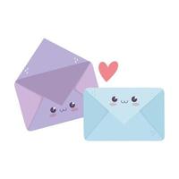 cute envelope love hearts kawaii cartoon character vector