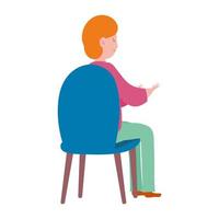 young man character sitting on chair isolated icon design vector