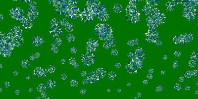 Light blue, green vector layout with beautiful snowflakes.