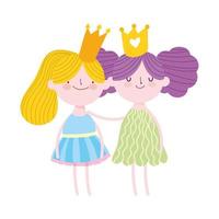 cute little fairy princess with crowns tale cartoon vector