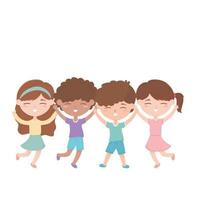 happy little boys and girls cartoon character isolated design vector