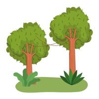 trees foliage nature grass leaves isolated icon design white background vector