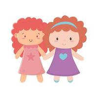 kids toys cute little dolls object amusing cartoon isolated design vector