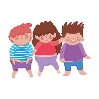 little kids cartoon girl and boys characters white background vector