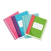 back to school, notebooks with spiral supply elementary education cartoon vector