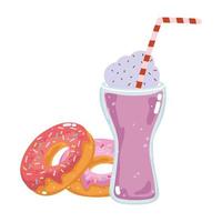 fast food menu restaurant unhealthy milkshake and donuts vector