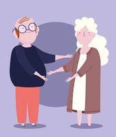 family cute elderly couple together cartoon character vector