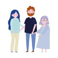 padres de familia y abuela personaje de dibujos animados de miembro feliz vector