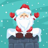 Design of santa claus sitting in a fireplace at christmas