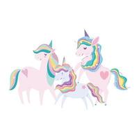 unicorns stars and rainbow dream magic decoration cartoon vector