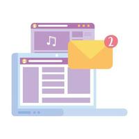 laptop video email message social network communication and technologies vector