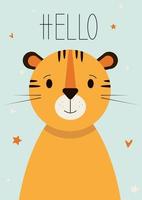 Cute nursery little tiger vector