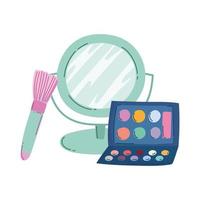 makeup cosmetics fashion beauty mirror eyeshadow palette brush vector