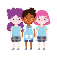 back to school, students cartoon characters elementary education cartoon vector