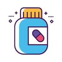 medicine bottle drug line and fill style vector