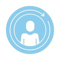 avatar silhouette aith arrow around block style vector
